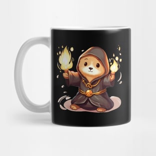 Sea Otter Wizard holding a torch fire Mug